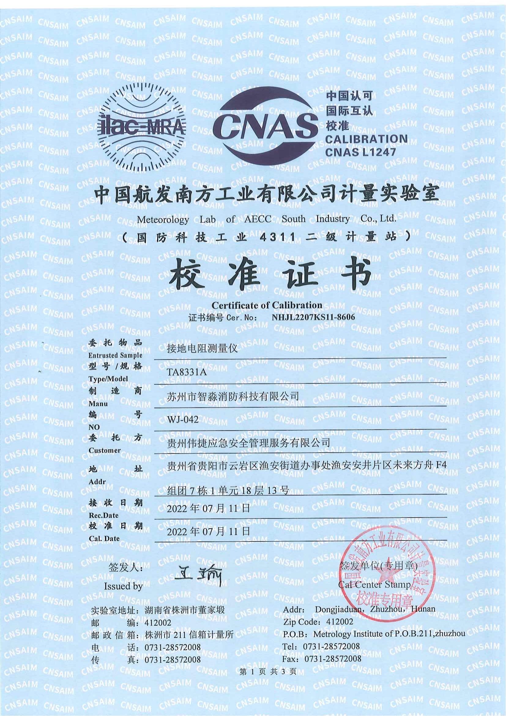 絕緣電阻測量儀校準報告